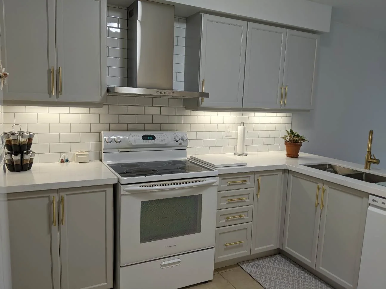 Detail of finished kitchen cabinetry